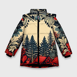 Зимняя куртка для девочки Новогодний лес