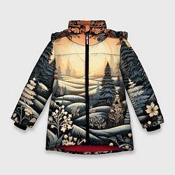 Зимняя куртка для девочки Зимний предновогодний пейзаж