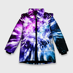 Куртка зимняя для девочки Неоновый взрыв, цвет: 3D-черный