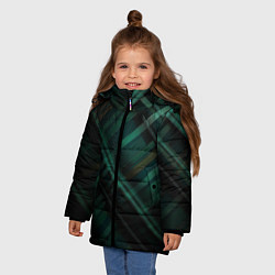 Куртка зимняя для девочки Тёмно-зелёная шотландская клетка, цвет: 3D-светло-серый — фото 2