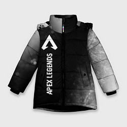 Куртка зимняя для девочки Apex Legends glitch на темном фоне по-вертикали, цвет: 3D-черный