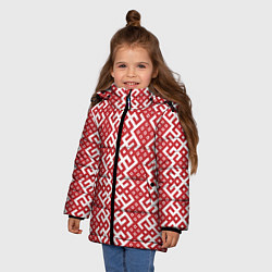 Куртка зимняя для девочки Макошь - славянские обережные узоры, цвет: 3D-черный — фото 2
