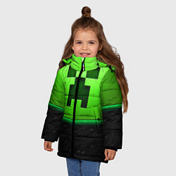 Куртка зимняя для девочки Майнкрафт крипер, цвет: 3D-светло-серый — фото 2
