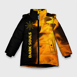 Куртка зимняя для девочки Dark Souls - gold gradient по-вертикали, цвет: 3D-черный