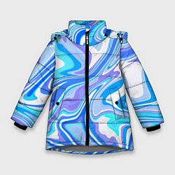 Зимняя куртка для девочки Абстракция сине-голубая пластика