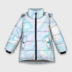 Куртка зимняя для девочки Абстракция голубая плазма, цвет: 3D-светло-серый