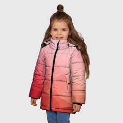 Куртка зимняя для девочки Абстракция с градиентом полигональная, цвет: 3D-черный — фото 2