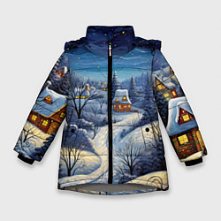 Куртка зимняя для девочки Деревня новогодняя, цвет: 3D-светло-серый