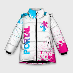 Куртка зимняя для девочки Portal neon gradient style вертикально, цвет: 3D-черный