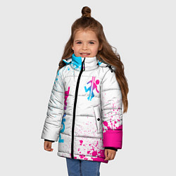 Куртка зимняя для девочки Portal neon gradient style вертикально, цвет: 3D-черный — фото 2