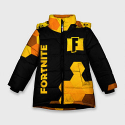 Куртка зимняя для девочки Fortnite - gold gradient вертикально, цвет: 3D-черный