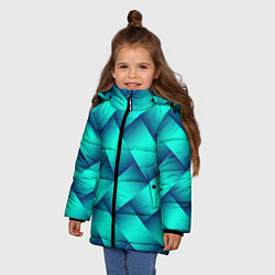 Куртка зимняя для девочки Бирюзовое переплетение, цвет: 3D-красный — фото 2