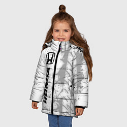 Куртка зимняя для девочки Honda speed на светлом фоне со следами шин по-верт, цвет: 3D-черный — фото 2