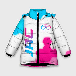 Куртка зимняя для девочки JAC neon gradient style вертикально, цвет: 3D-черный
