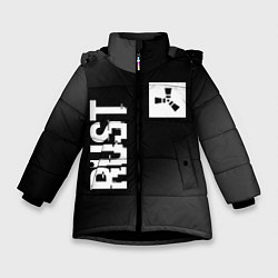 Куртка зимняя для девочки Rust glitch на темном фоне вертикально, цвет: 3D-черный