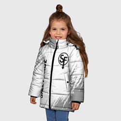 Куртка зимняя для девочки Sally Face glitch на светлом фоне вертикально, цвет: 3D-черный — фото 2