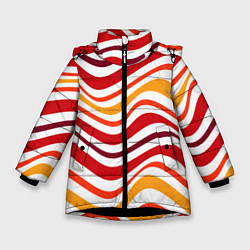 Куртка зимняя для девочки Модные линии, цвет: 3D-черный