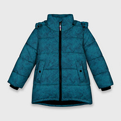 Куртка зимняя для девочки Бирюзовая текстура имитация меха, цвет: 3D-черный