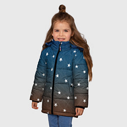 Куртка зимняя для девочки Звёзды на оранжевом закате, цвет: 3D-красный — фото 2