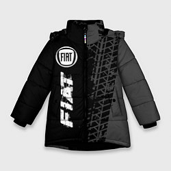 Куртка зимняя для девочки Fiat speed на темном фоне со следами шин по-вертик, цвет: 3D-черный