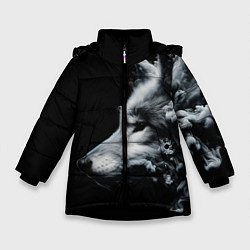 Куртка зимняя для девочки Дымный волк, цвет: 3D-черный