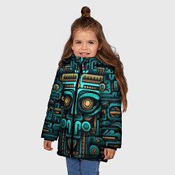 Куртка зимняя для девочки Орнамент в ацтекском стиле, цвет: 3D-красный — фото 2