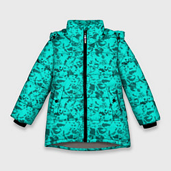 Куртка зимняя для девочки Текстура камень цвета морской волны, цвет: 3D-светло-серый