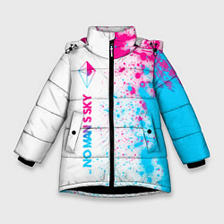 Куртка зимняя для девочки No Mans Sky neon gradient style по-вертикали, цвет: 3D-черный
