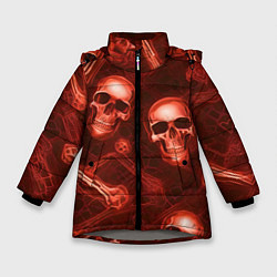 Зимняя куртка для девочки Красные черепа и кости