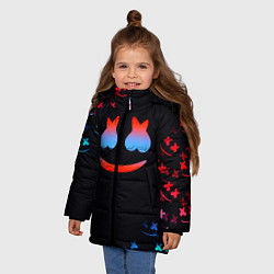 Куртка зимняя для девочки Маршмеллоу неон, цвет: 3D-светло-серый — фото 2