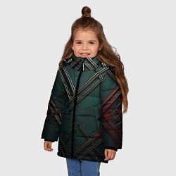 Куртка зимняя для девочки Диагональный узор в шотландском стиле, цвет: 3D-светло-серый — фото 2