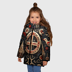 Куртка зимняя для девочки Орнамент в славянской стилистике, цвет: 3D-светло-серый — фото 2