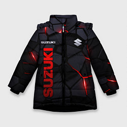 Куртка зимняя для девочки Suzuki - плиты с эффектом свечения, цвет: 3D-черный