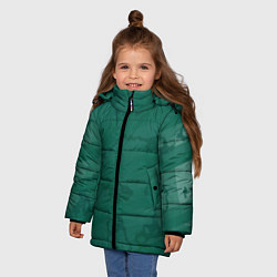 Куртка зимняя для девочки Серо-зеленые разводы, цвет: 3D-черный — фото 2