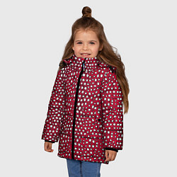Куртка зимняя для девочки Белые пузырьки на красном фоне, цвет: 3D-светло-серый — фото 2