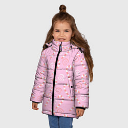 Куртка зимняя для девочки Новогодний леденец-трость, цвет: 3D-черный — фото 2