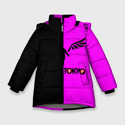 Куртка зимняя для девочки Токийские мстители черно-розовый, цвет: 3D-светло-серый