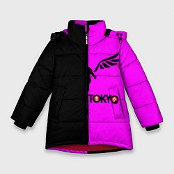 Куртка зимняя для девочки Токийские мстители черно-розовый, цвет: 3D-красный