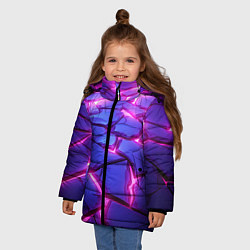 Куртка зимняя для девочки Неоновые фиолетовые камни со свечением, цвет: 3D-красный — фото 2
