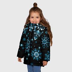 Куртка зимняя для девочки Кружение снежинок, цвет: 3D-светло-серый — фото 2