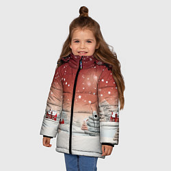 Куртка зимняя для девочки Огни рождественского города, цвет: 3D-черный — фото 2