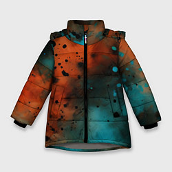 Куртка зимняя для девочки Акварельные брызги в оранжевом, цвет: 3D-светло-серый