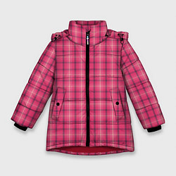 Куртка зимняя для девочки Розовая клетка классическая, цвет: 3D-красный