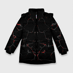 Куртка зимняя для девочки Черные текстуры и трещины, цвет: 3D-черный