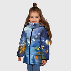 Куртка зимняя для девочки После дождя акварель, цвет: 3D-черный — фото 2