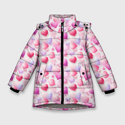 Куртка зимняя для девочки Любовь в каждом сердце, цвет: 3D-светло-серый