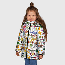 Куртка зимняя для девочки Много ребусов, цвет: 3D-черный — фото 2