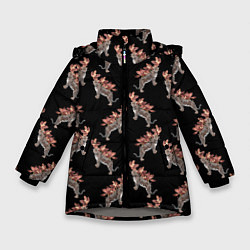 Куртка зимняя для девочки Леопард в орхидеях, цвет: 3D-светло-серый