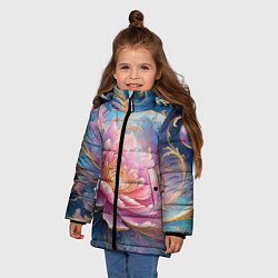 Куртка зимняя для девочки Цветок в космосе, цвет: 3D-светло-серый — фото 2