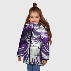 Куртка зимняя для девочки Бело-фиолетовая краска, цвет: 3D-светло-серый — фото 2